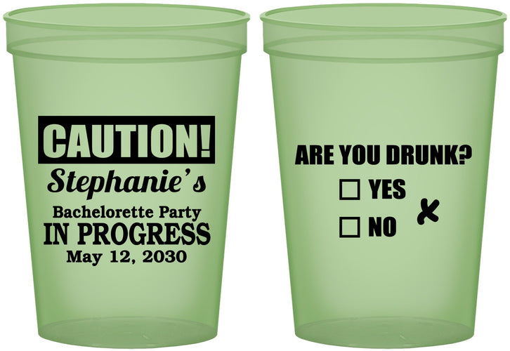 Custom Bachelorette 16 oz Glow In The Dark Cups - Drunk Yes Or No | 60083