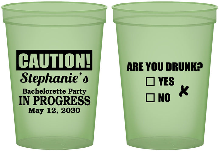 Custom Bachelorette 16 oz Glow In The Dark Cups - Drunk Yes Or No | 60083