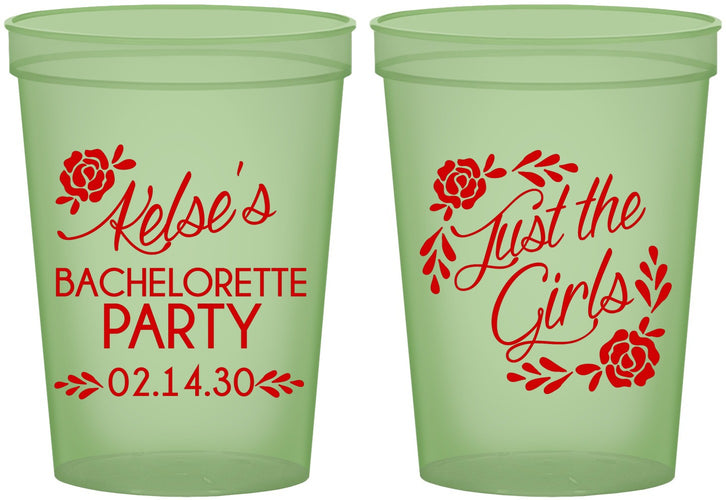 Custom Bachelorette 16 oz Glow In The Dark Cups - Just The Girls | 60089