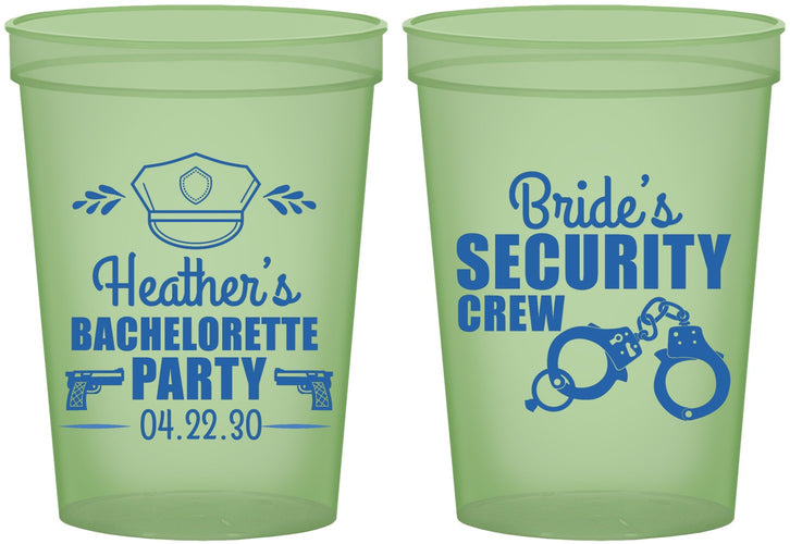 Custom Bachelorette 16 oz Glow In The Dark Cups - Police Security Crew | 60091