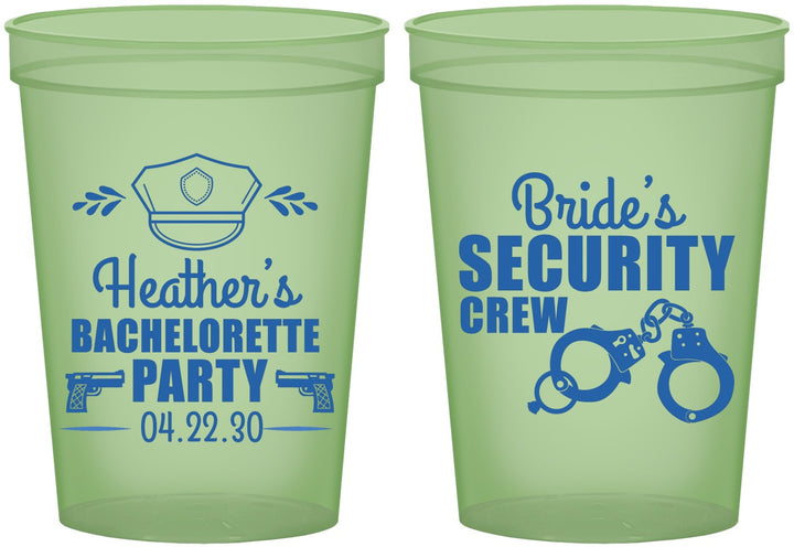 Custom Bachelorette 16 oz Glow In The Dark Cups - Police Security Crew | 60091