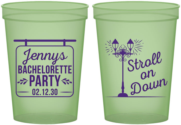 Custom Bachelorette 16 oz Glow In The Dark Cups - Stroll On Down | 60092