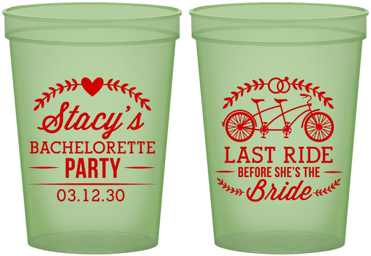 Custom Bachelorette 16 oz Glow In The Dark Cups - Last Ride Before Bride | 60093