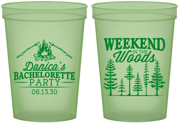 Custom Bachelorette 16 oz Glow In The Dark Cups - Camping | 60094