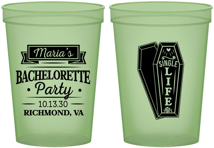 Custom Bachelorette 16 oz Glow In The Dark Cups - Rip Single Life | 60095
