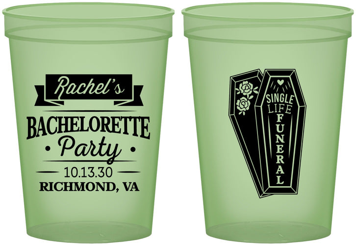 Custom Bachelorette 16 oz Glow In The Dark Cups - Rip Single Life | 60096