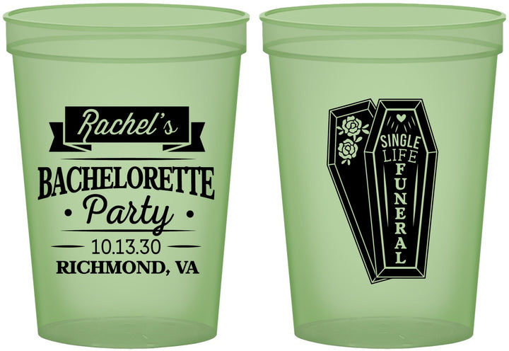 Custom Bachelorette 16 oz Glow In The Dark Cups - Rip Single Life | 60096