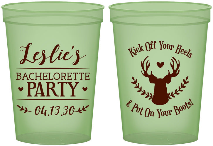 Custom Bachelorette 16 oz Glow In The Dark Cups - Deer Heels Boots | 60102