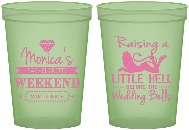 Custom Bachelorette 16 oz Glow In The Dark Cups - Raising A Little Hell | 60103