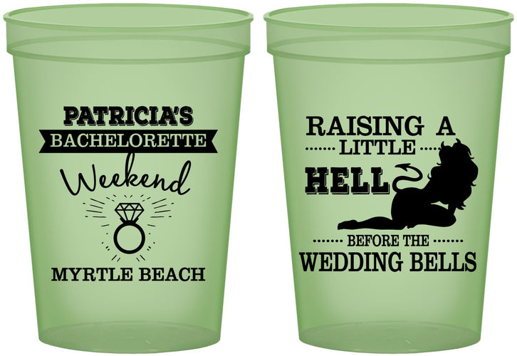 Custom Bachelorette 16 oz Glow In The Dark Cups - Raising A Little Hell | 60104