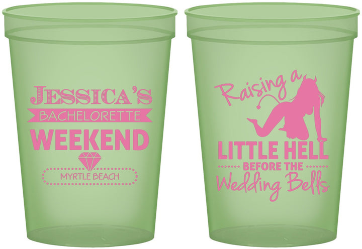 Custom Bachelorette 16 oz Glow In The Dark Cups - Raising A Little Hell | 60105