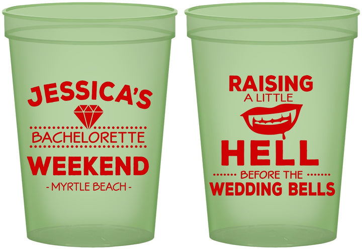 Custom Bachelorette 16 oz Glow In The Dark Cups - Raising A Little Hell | 60106