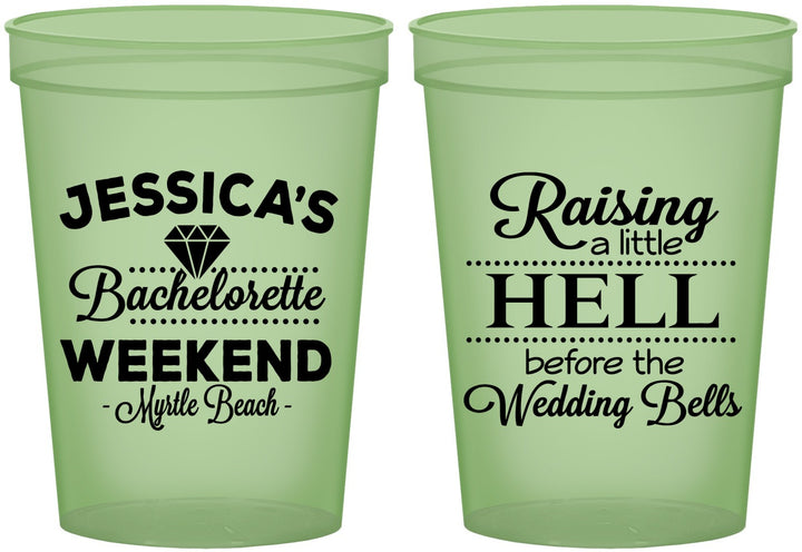 Custom Bachelorette 16 oz Glow In The Dark Cups - Raising A Little Hell | 60107