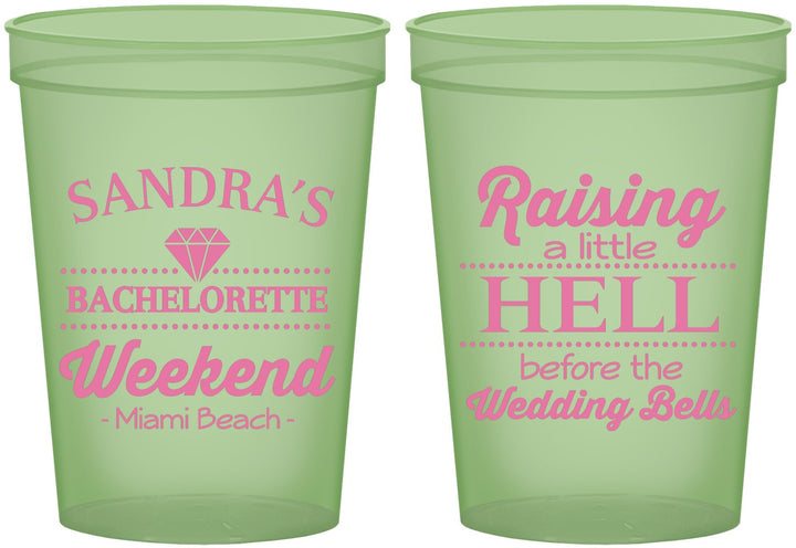 Custom Bachelorette 16 oz Glow In The Dark Cups - Raising A Little Hell | 60108