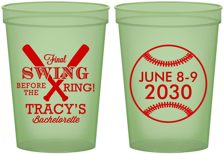 Custom Bachelorette 16 oz Glow In The Dark Cups - Final Swing Before Ring | 60109