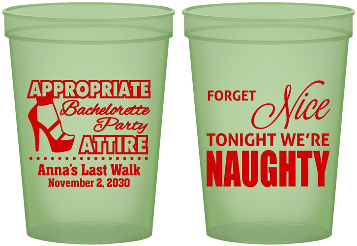Custom Bachelorette 16 oz Glow In The Dark Cups - Nice Tonight Naughty | 60112