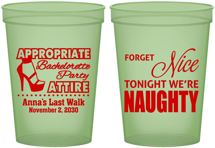 Custom Bachelorette 16 oz Glow In The Dark Cups - Nice Tonight Naughty | 60112