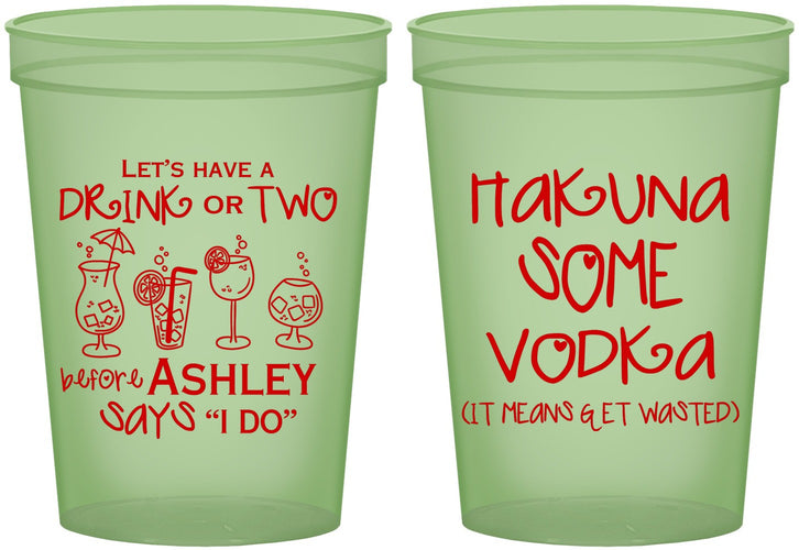 Custom Bachelorette 16 oz Glow In The Dark Cups - Lets Get Wasted | 60119