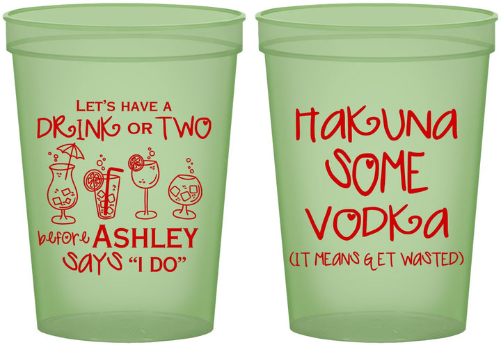 Custom Bachelorette 16 oz Glow In The Dark Cups - Lets Get Wasted | 60119