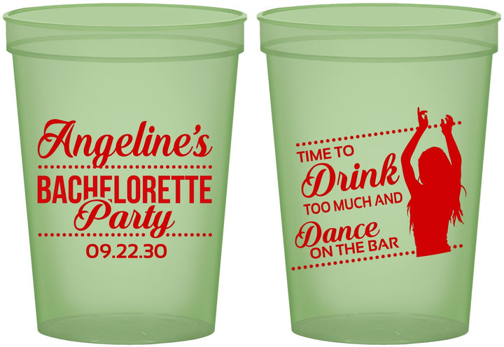 Custom Bachelorette 16 oz Glow In The Dark Cups - Drink Dance On Bar | 60122
