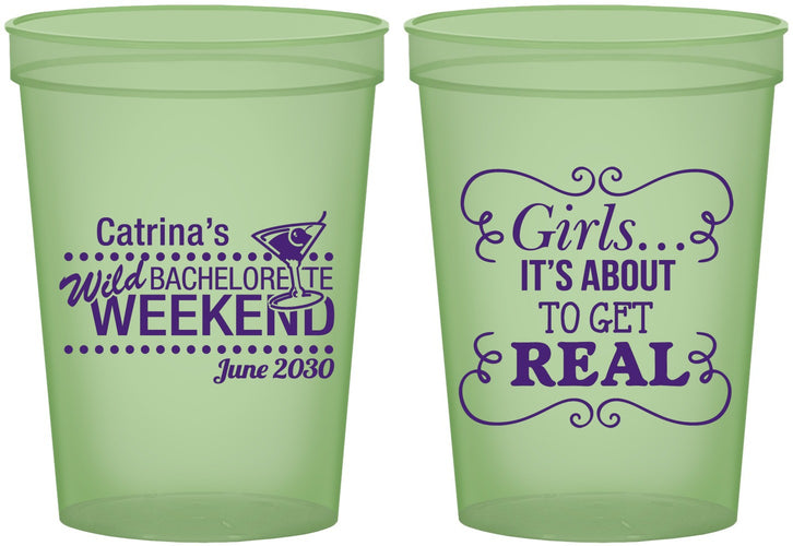 Custom Bachelorette 16 oz Glow In The Dark Cups - About To Get Real | 60123
