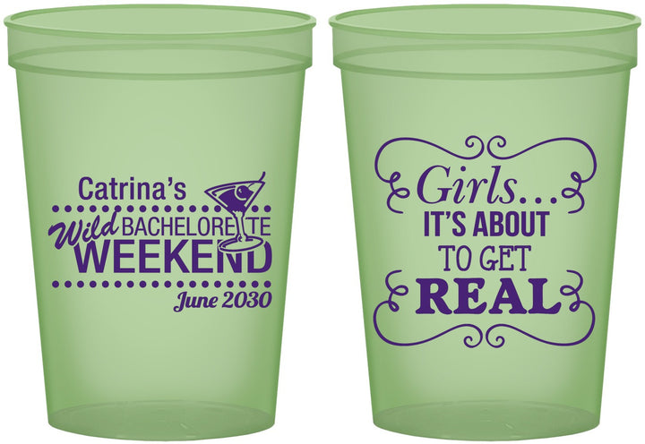 Custom Bachelorette 16 oz Glow In The Dark Cups - About To Get Real | 60123