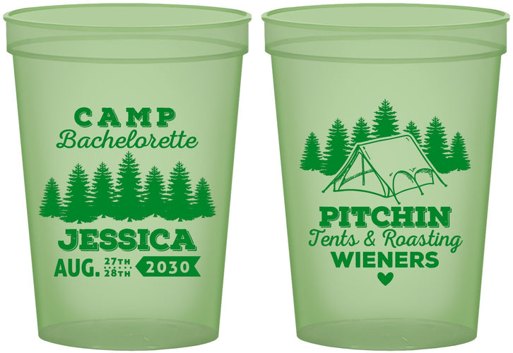 Custom Bachelorette 16 oz Glow In The Dark Cups - Camping | 60124