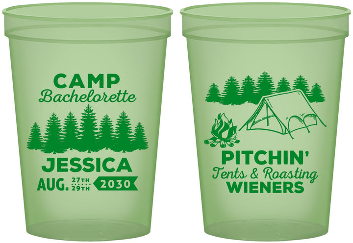 Custom Bachelorette 16 oz Glow In The Dark Cups - Camping | 60125