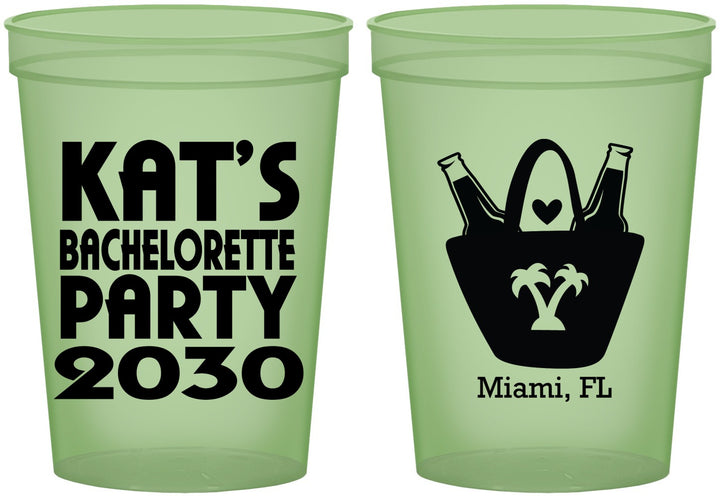 Custom Bachelorette 16 oz Glow In The Dark Cups - Beach | 60126