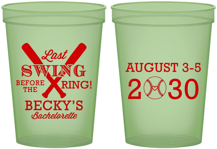 Custom Bachelorette 16 oz Glow In The Dark Cups - Last Swing Before Ring | 60127
