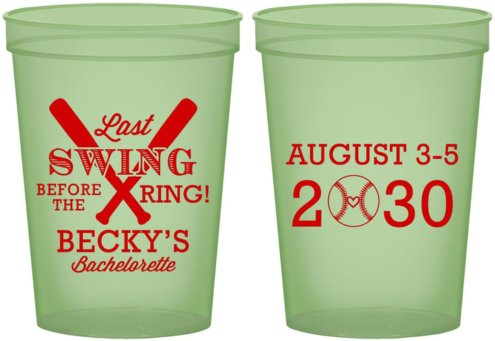 Custom Bachelorette 16 oz Glow In The Dark Cups - Last Swing Before Ring | 60127