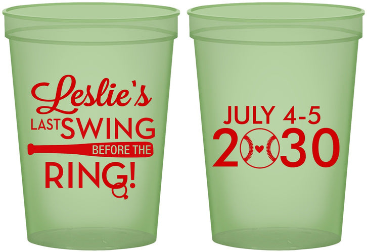 Custom Bachelorette 16 oz Glow In The Dark Cups - Last Swing Before Ring | 60128