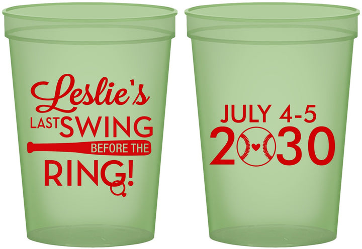 Custom Bachelorette 16 oz Glow In The Dark Cups - Last Swing Before Ring | 60128