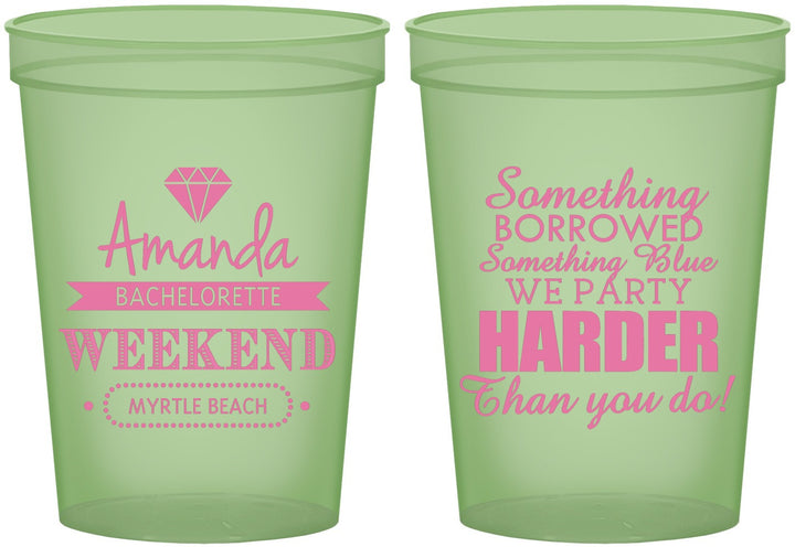 Custom Bachelorette 16 oz Glow In The Dark Cups - Something Borrowed | 60131