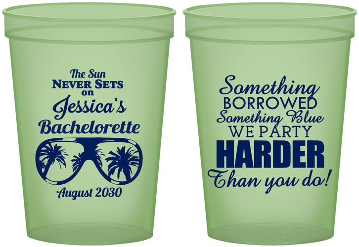 Custom Bachelorette 16 oz Glow In The Dark Cups - Something Borrowed | 60132
