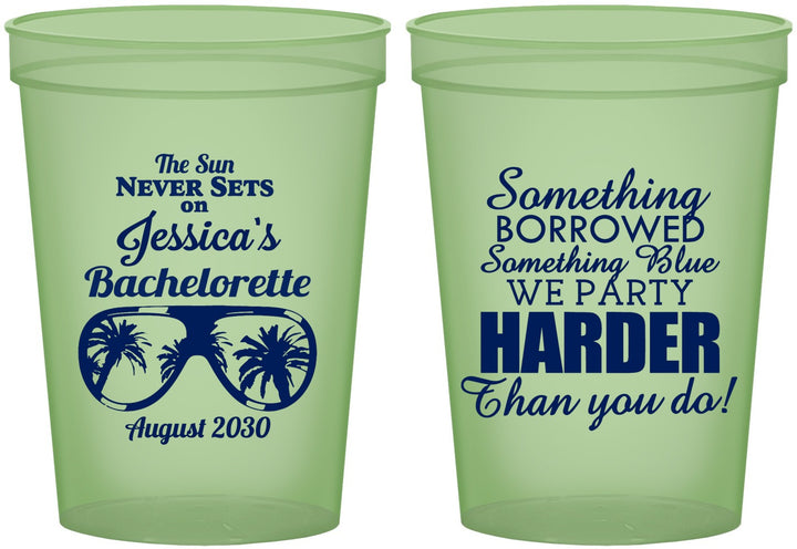 Custom Bachelorette 16 oz Glow In The Dark Cups - Something Borrowed | 60132