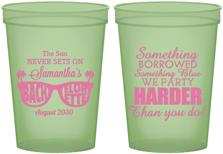 Custom Bachelorette 16 oz Glow In The Dark Cups - Something Borrowed | 60133