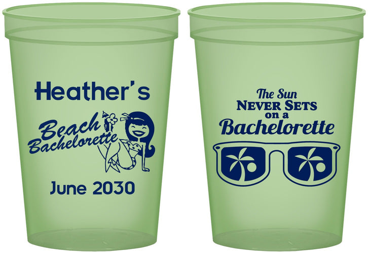 Custom Bachelorette 16 oz Glow In The Dark Cups - Beach | 60135