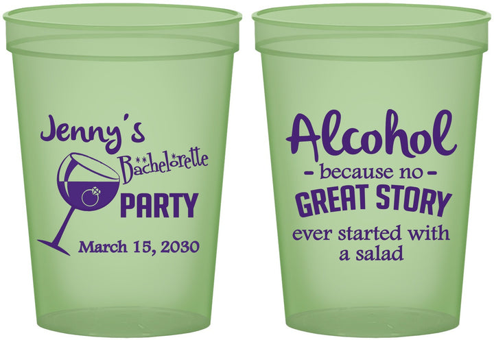 Custom Bachelorette 16 oz Glow In The Dark Cups - Alcohol | 60138