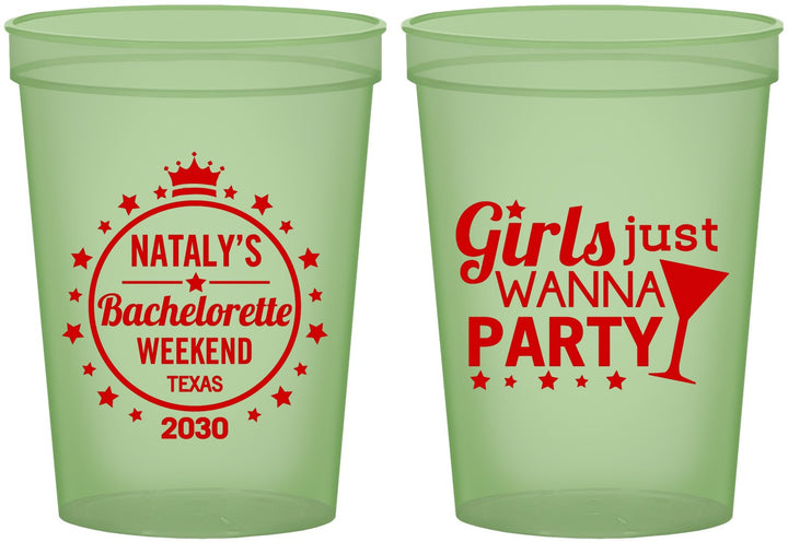 Custom Bachelorette 16 oz Glow In The Dark Cups - Girls Just Wanna Party | 60139