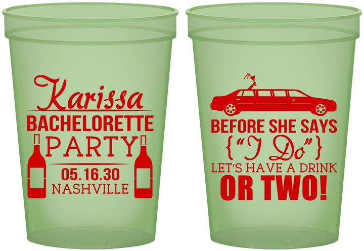Custom Bachelorette 16 oz Glow In The Dark Cups - Before She Says I Do | 60142