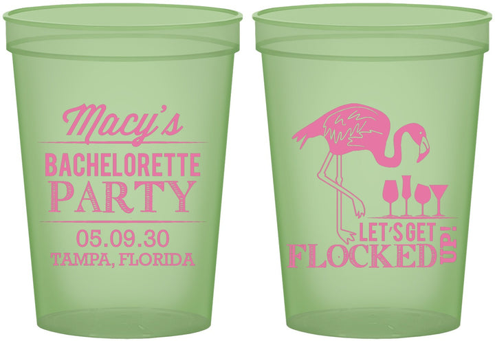 Custom Bachelorette 16 oz Glow In The Dark Cups - Lets Get Flocked Up | 60143