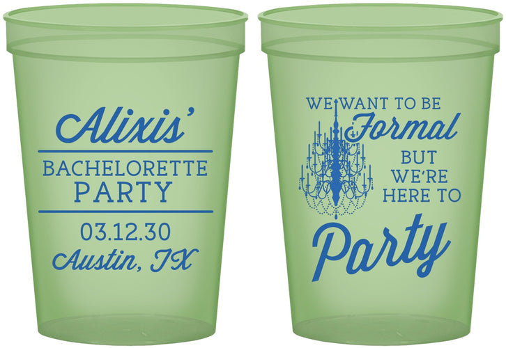 Custom Bachelorette 16 oz Glow In The Dark Cups - Formal Party | 60145