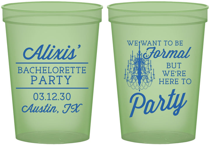 Custom Bachelorette 16 oz Glow In The Dark Cups - Formal Party | 60145