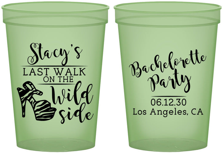 Custom Bachelorette 16 oz Glow In The Dark Cups - Last Walk Wild Side | 60148