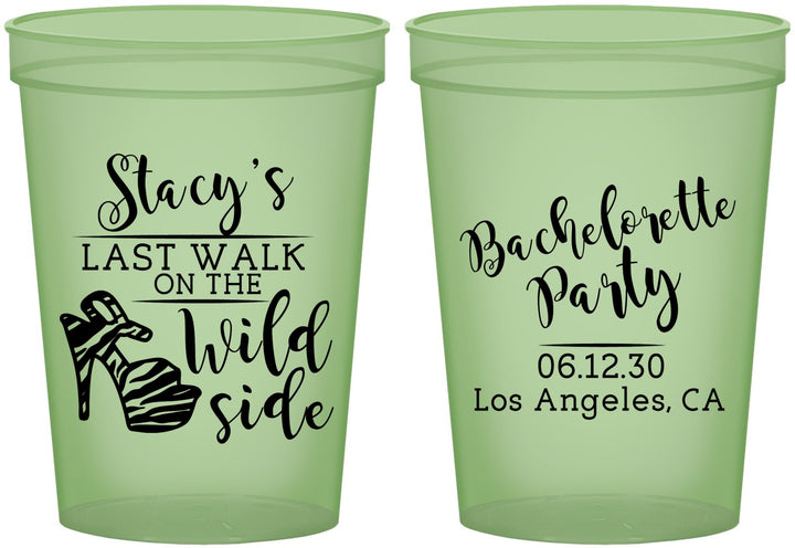 Custom Bachelorette 16 oz Glow In The Dark Cups - Last Walk Wild Side | 60148