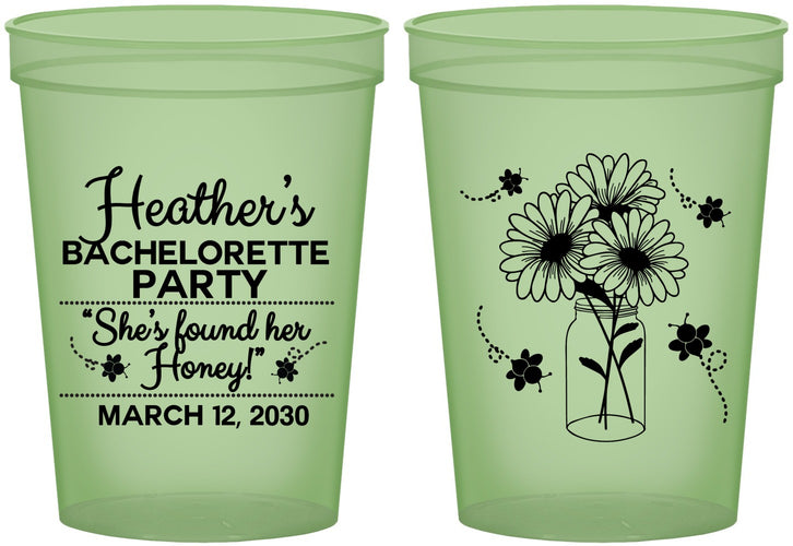 Custom Bachelorette 16 oz Glow In The Dark Cups - She Found Her Honey | 60150
