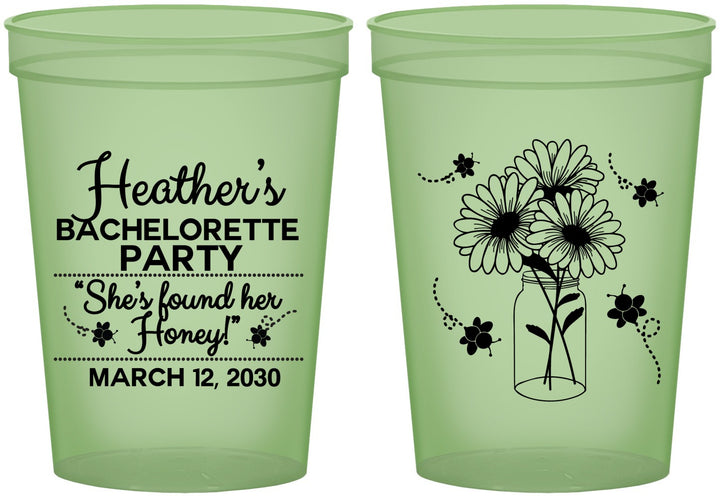 Custom Bachelorette 16 oz Glow In The Dark Cups - She Found Her Honey | 60150