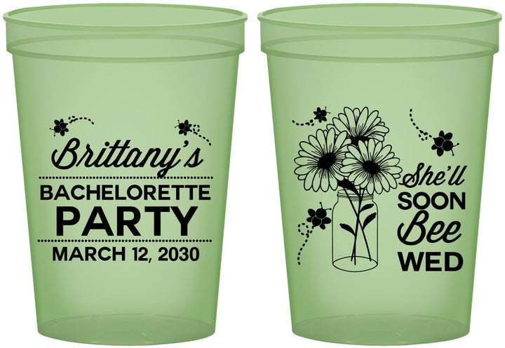 Custom Bachelorette 16 oz Glow In The Dark Cups - She Will Soon Bee Wed | 60151