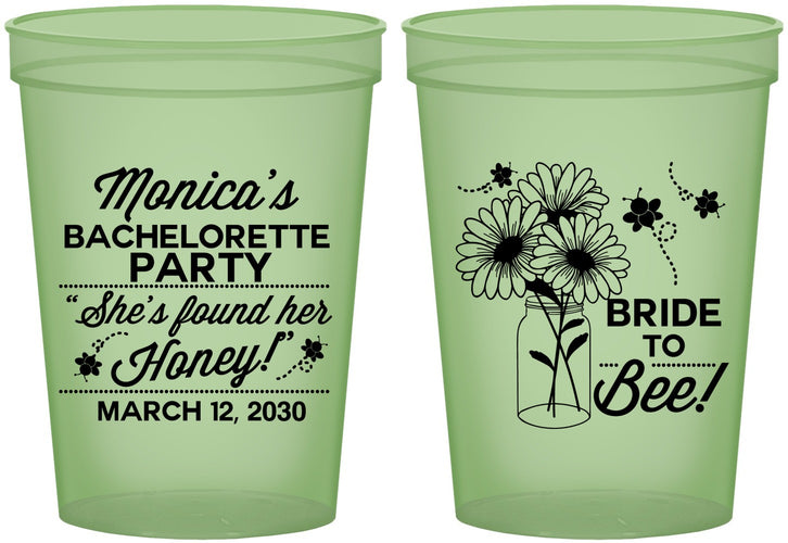 Custom Bachelorette 16 oz Glow In The Dark Cups - Bride To Bee | 60152